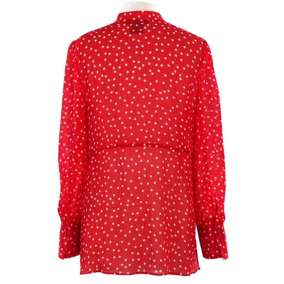 Sheer Polka Dot Long Sleeve Button Up Blouse Large 12-14 GEORGE by Mark Eisen - Picture 2 of 9